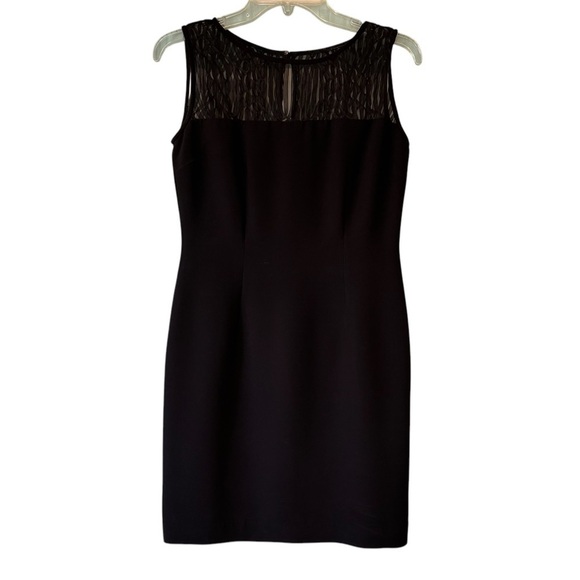 Vintage 1990s Maggie London Sheer Black Cocktail Dress Sz 6P - Picture 1 of 8
